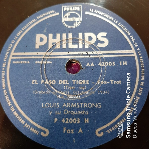 Pasta Louis Armstrong Y Su Orquesta Philips C151