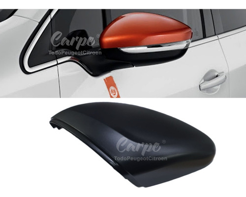 Imagen 1 de 8 de Cacha Tapa Carcasa Espejo Izquierdo Color Negro Peugeot 208