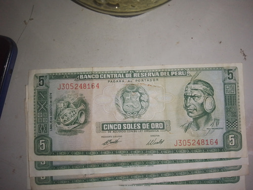 Billete De 5 Soles De Oro Año 1974