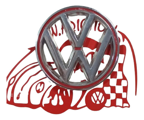 Emblema Cofre Cromado Vocho Filo Rojo T.original Aluminio Vw