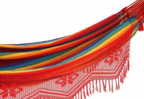 Novica Rayado Del Arco Iris Tela De Algodón 2 Persona Xl Bra