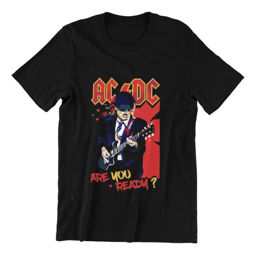 Polera Unisex Acdc Rock Musica Bajista Estampado Algodon