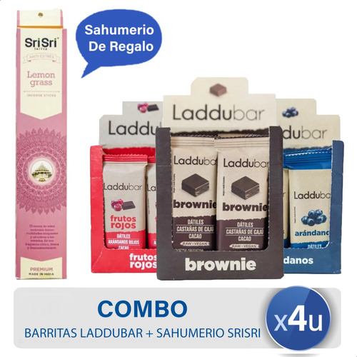 Laddubar combo sabores barras y sahumerio sri sri de regalo