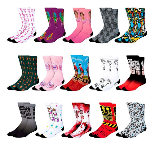 Imagem 3 de 10 de Kit Meias Divertidas - 1000 Estampas Disponíveis (3 Pares)
