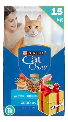 Cat Chow Gatos Adultos 15 Kg + Comedero Doble+ Envío S/cargo