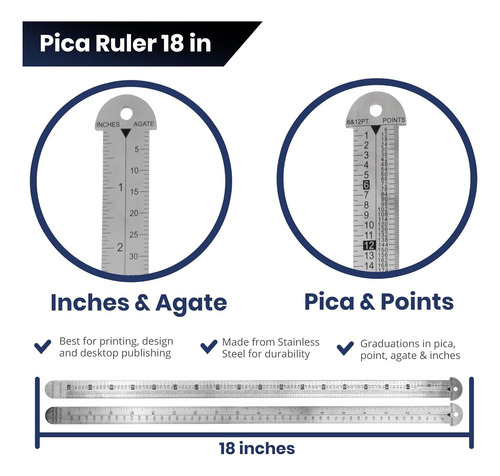 Pica Pole Metal Ruler De 18 Pulgadas, Medidas De Pica, ...