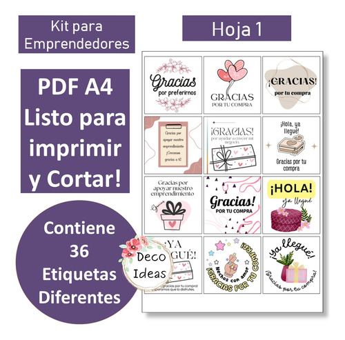Kit Emprendimiento 06 Gracias Por Tu Compra Tags Etiquetas