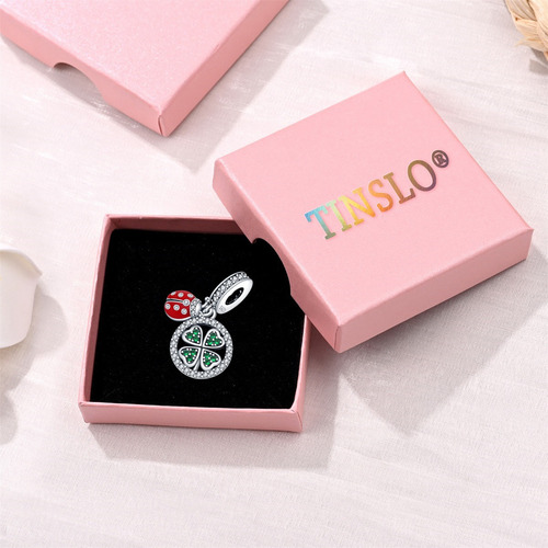 Dijes De Plata 925 Charms Familiar De Trébol De Cuatro Hojas Color Lucky B