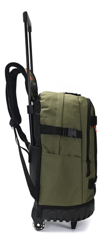 Mochila Wanderlust Carro Plegable 18 Pulgadas Escolar Ruedas Color Verde Diseño De La Tela Liso