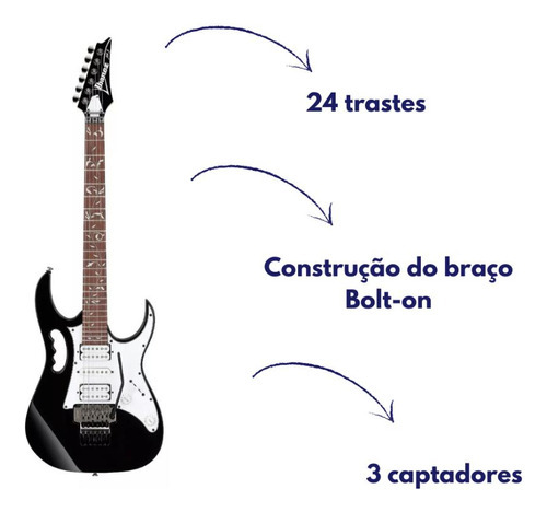 Guitarra Elétrica Ibanez Jem Jr Steve Vai Signature Preta Bk Cor Preto Orientação da mão Destro