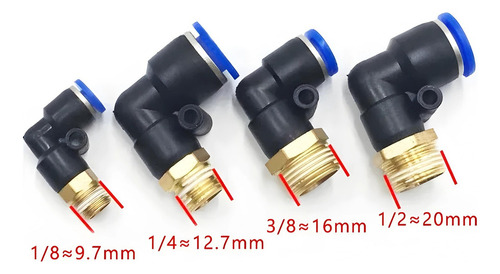 Conexão Pneumática Cotovelo Macho Rosca 1/2 Tubo 12mm 4 Pç