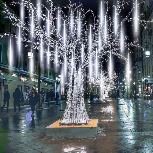 Imagen 4 de 6 de Serie Navideña Led 8 Tubos Lluvia Meteoro 30cm 240 Luces Led