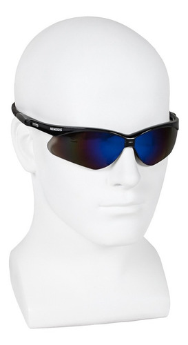 Imagen 2 de 4 de Lente De Seguridad Nemesis V30 Azul Espejo Con Armazón Negro