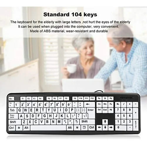 Teclado De Computadora Con Teclas De Gran Tamaño Y Alto Cont