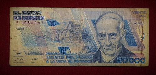 Billete 20000 Pesos Mexico 1988 Pick 92 A.2 Quintana 