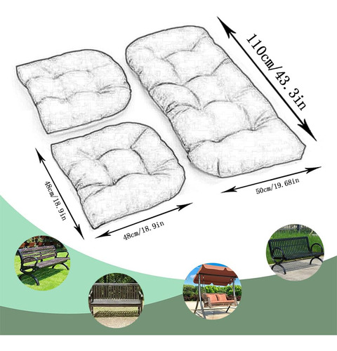 Jhlwares Outdoor Chair Cushions3 Piece Loveseat Settee