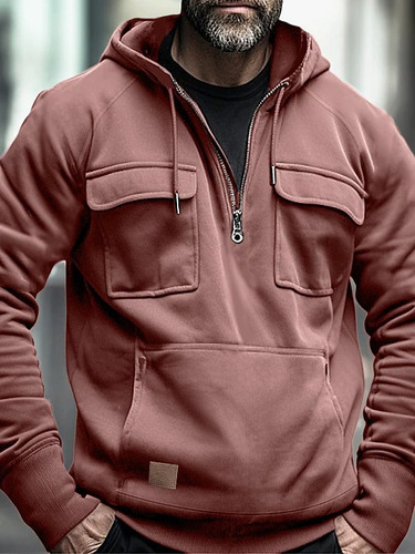 Sudadera De Felpa Con Cierre Y Capucha Manga Larga Hombre