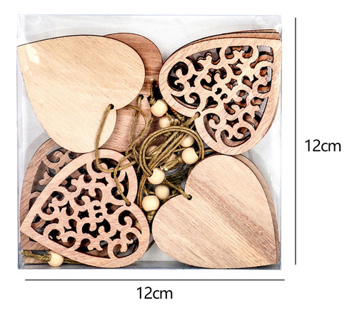2 X 10 Unidades De Colgante De Madera En Forma De Corazón