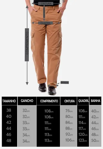 Calça cargo hotsell masculina tamanho 42