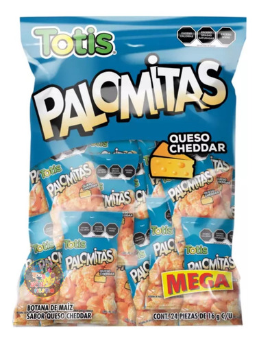 Totis Frituras Botanas Mega Palomitas Sabor Queso 24pz D 16g