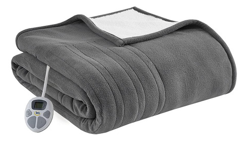 Manta De Vellón Sherpa Reversible Térmica Gris 213 X 157 Cm