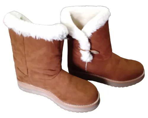 Botas Cortas Afelpadas De Mujer Bot n N mero 26 Color Caf