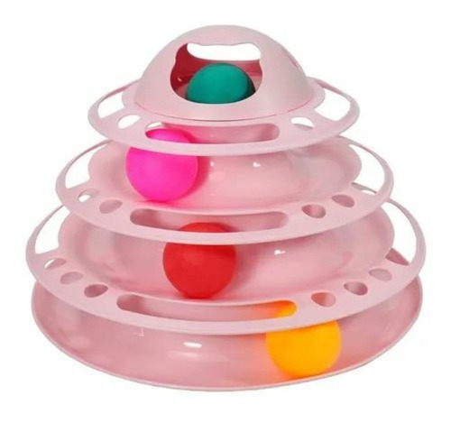 Torre De Trilhos Com Bolinha Brinquedo Para Gatos 4 Níveis Cor Rosa