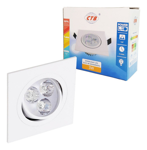 Spot Led Blds 3w Quadrado 8,5cm Downlight Biv Frio 4 Peças