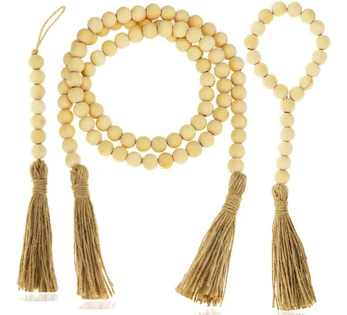 comprar 3 Guirnaldas Y Borlas De Madera Bohemias, Guirnalda De Cuent