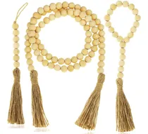 Comprar 3 Guirnaldas Y Borlas De Madera Bohemias, Guirnalda De Cuent