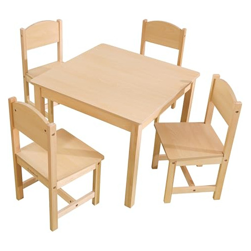 Mesa Y Sillas De Madera Para Niños, Set Granja, 3-8 Años.