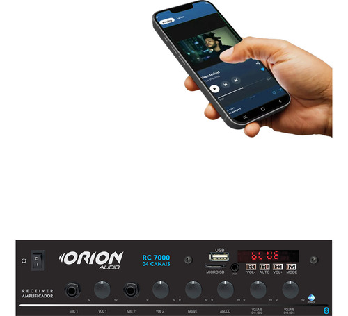 Receiver Amplificador Som Ambiente 4 Canais Bluetooth Rc7000