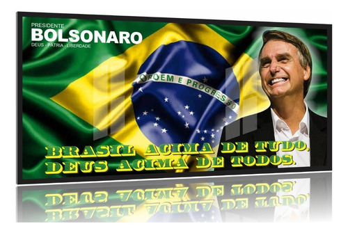 Quadro Decorativo Presidente Bolsonaro 130x60 Moldura Preta