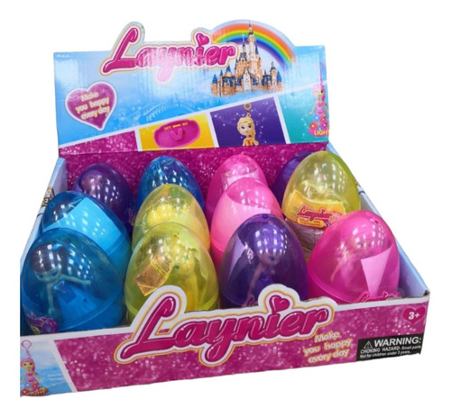 Pack X 12 Huevos Sorpresa Muñeca Layner Pocket Luz Y Sticker