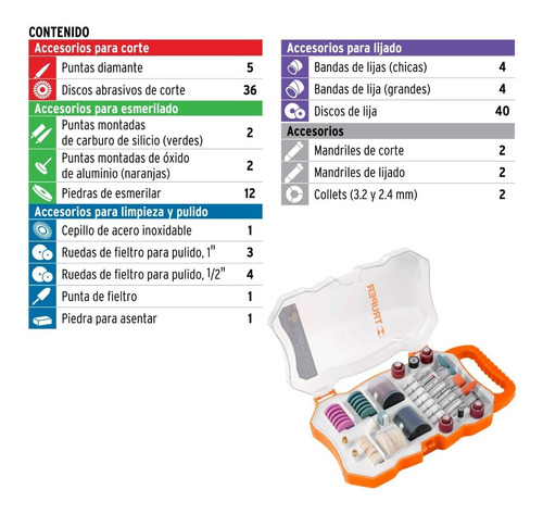 Kit Con 121 Accesorios Para Herramienta Rotativa, Truper