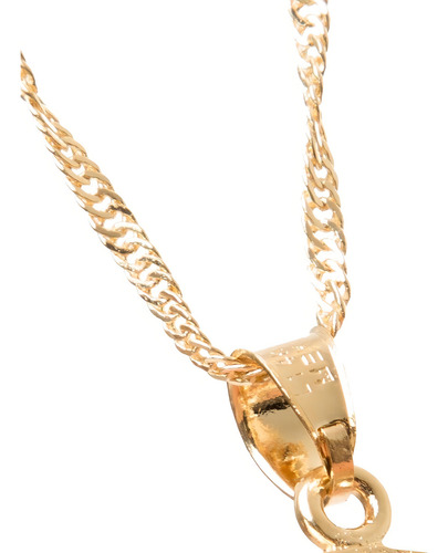 Dije Inicial / Letra Q Con Zirconias Y Cadena Chapa Oro 18k Color Dorado