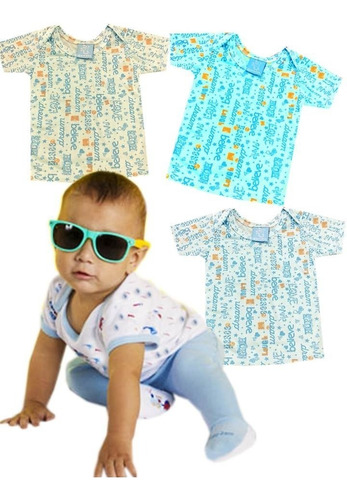 Almilla Camiseta Franela Bebes Manga Corta Estampada Algodón