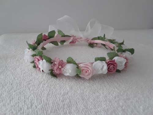 Imagen 9 de 10 de Cintillo Corona De Flores Para Niñas Bautizo Comunión Paje