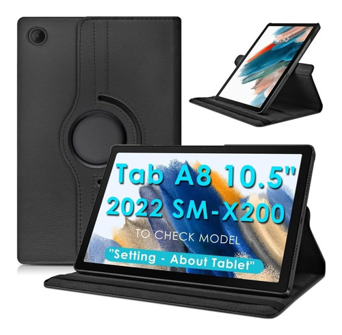 Flip Giratoria 360° D Cuero Para Samsung Tab A8 10.5 Sm-x200