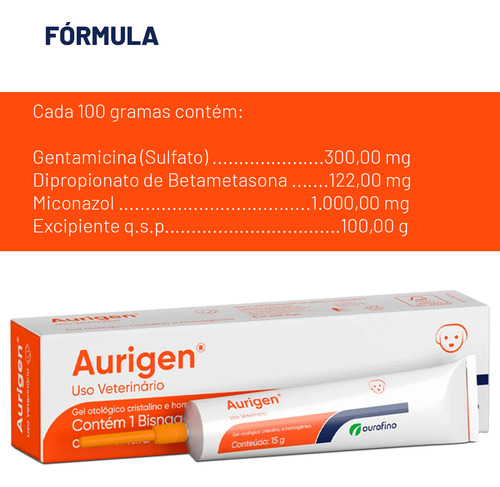 Pomada Aurigen 15 G Ourofino Tratamento Otológico Otite Cães