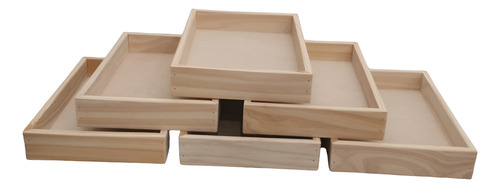 Bandeja De Madera 4u 40x30x2 Candy Bar Marrón Claro