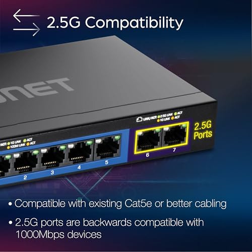 Switch Multi-gig De 7 Puertos De Trendnet, 5 X Puertos 1g