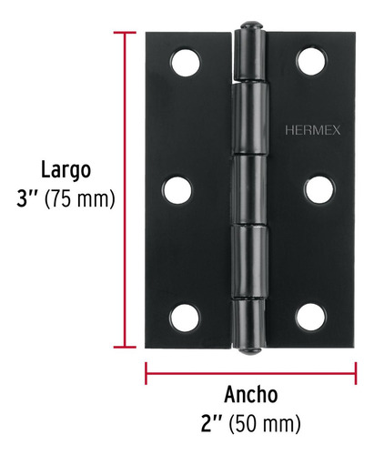 Bisagra Rectangular 3' Negra, Hermex . Caja Con 20 Pzas.