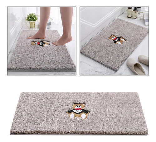 Alfombras De Baño Alfombra De Ducha Oso Gris-40x60cm