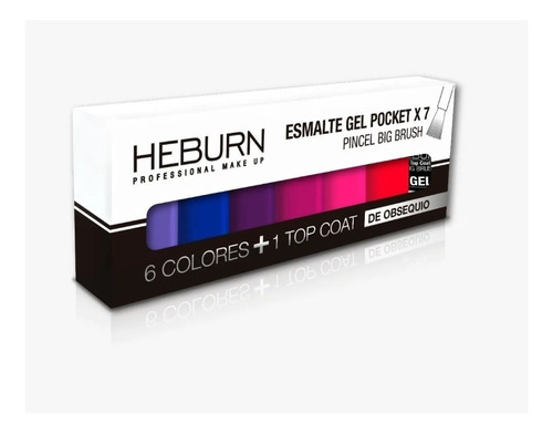 Heburn Set X7 Esmalte Gel Pocket 05 Color Uñas Manicuría