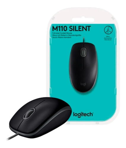 Mouse Alambrico Usb Logitech M110 Black Silencioso Negro
