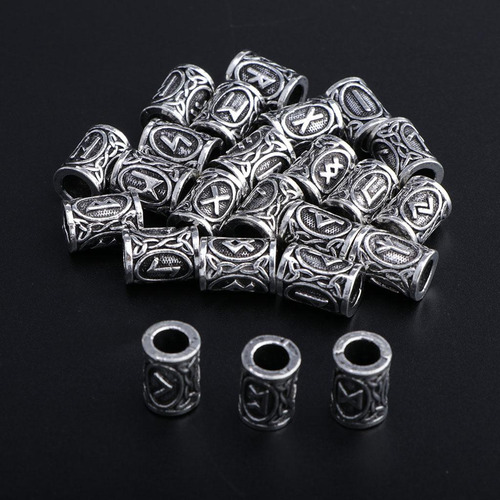 48x De Runas Barba Para El Cabello Pulseras Retro Colgantes