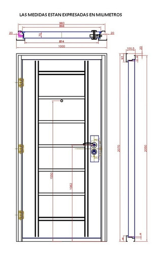 Imagen 4 de 6 de Puerta De Seguridad Para Casa Simil Madera Barral E Insertos