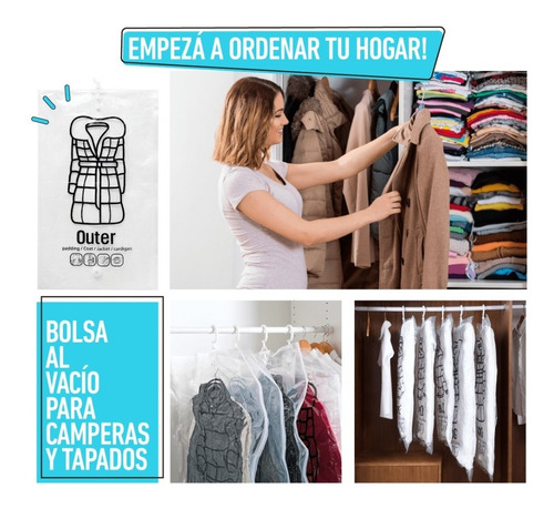Imagen 4 de 4 de Bolsa Al Vacio Para Guardar Camperas Grande