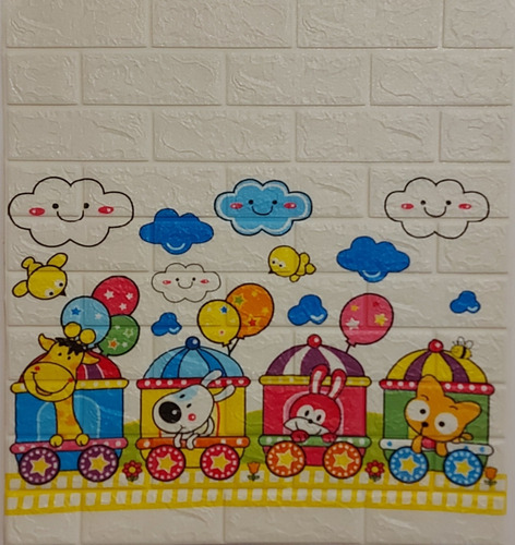 Revestimiento Pared Autoadhesivo Modelo Infantil Tren Niños